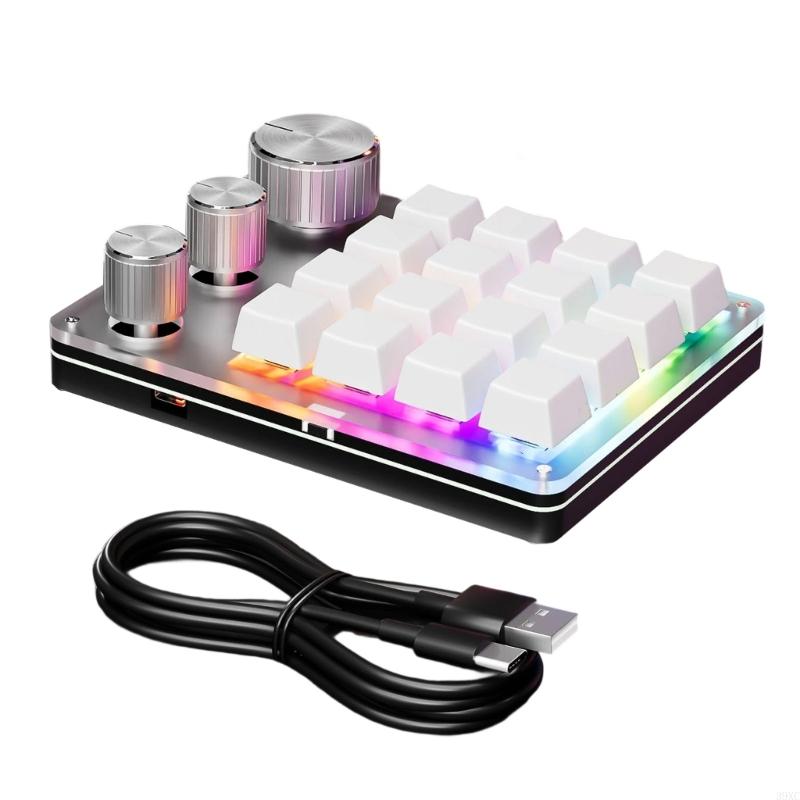39XC Ein Handmakro-programmierbare Tastatur Mini 16-Key 3 Knöpfe Mechanische Tastatur