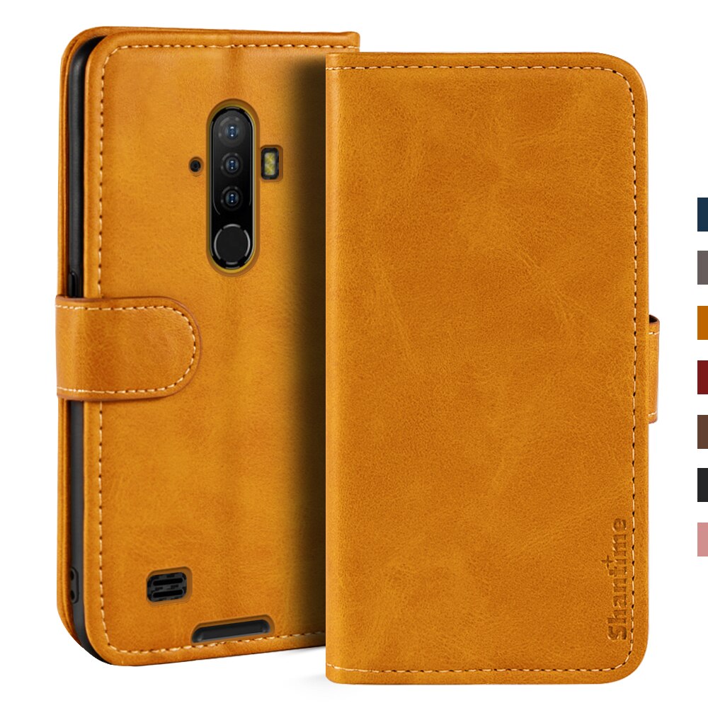 Ulefone-funda magnética de cuero para Ulefone Armor X8, carcasa con soporte para teléfono: Light brown