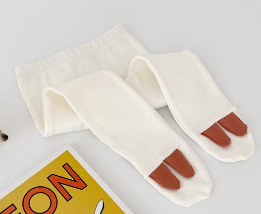 Lente Schattige Konijntje Oor Katoen Panty Voor Baby Contrast Kleur Leuke Baby Jongens Meisjes Leggings: WHITE / 6M