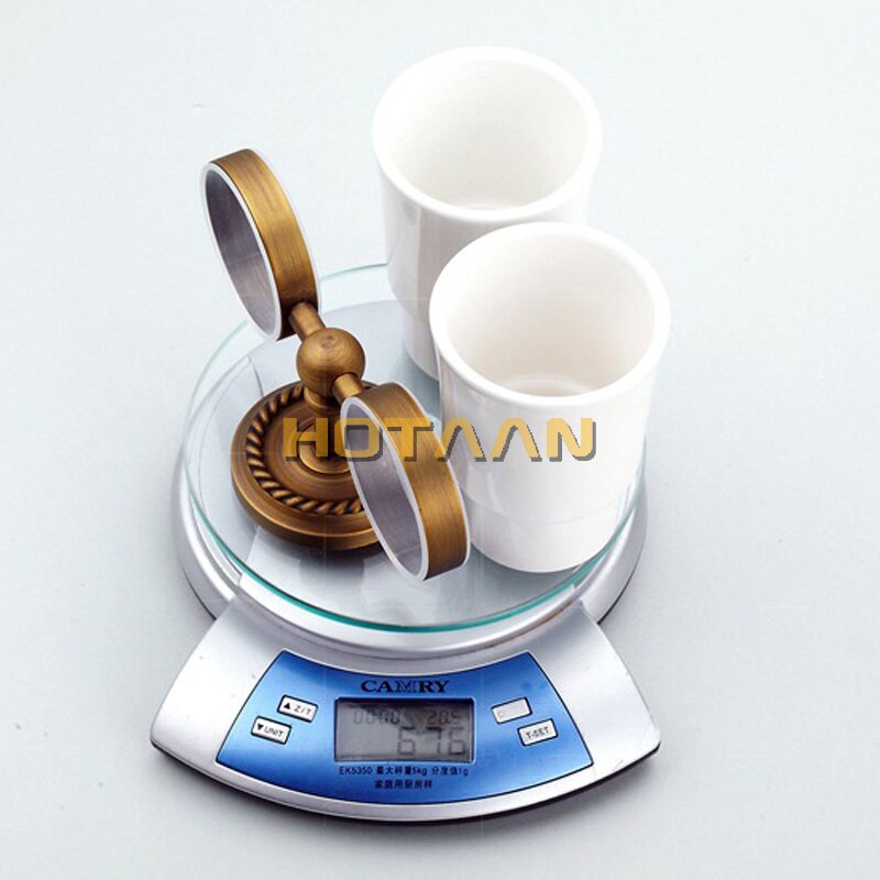 Soporte para cepillo de dientes de , cobre puro y vidrio, doble taza, juego de soporte para vaso de baño, YT-12208 al por mayor