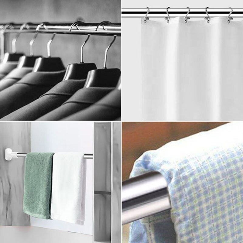 Retractable Stainless Steel Curtain Hanger Rod Bracket Clothesline Pole Shower Curtain Drape Rod Clothes Hanger Rod