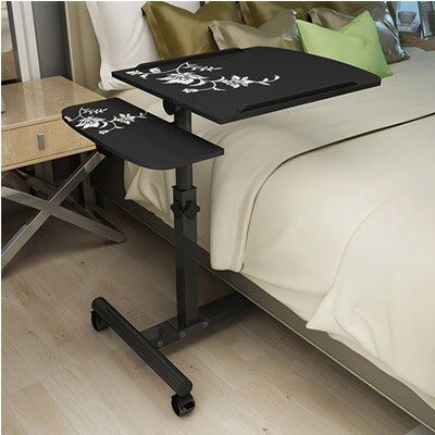 Foldbart computerbord justerbart bærbart bærbart skrivebord roter laptop sengebord kan løftes stående skrivebord 64*40cm: Sort