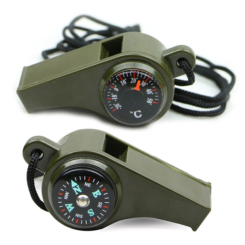 new3 in 1 Multifunction whistle Outdoor Camping Hiking Emergency Survival Gear Whistle Compass Thermometer