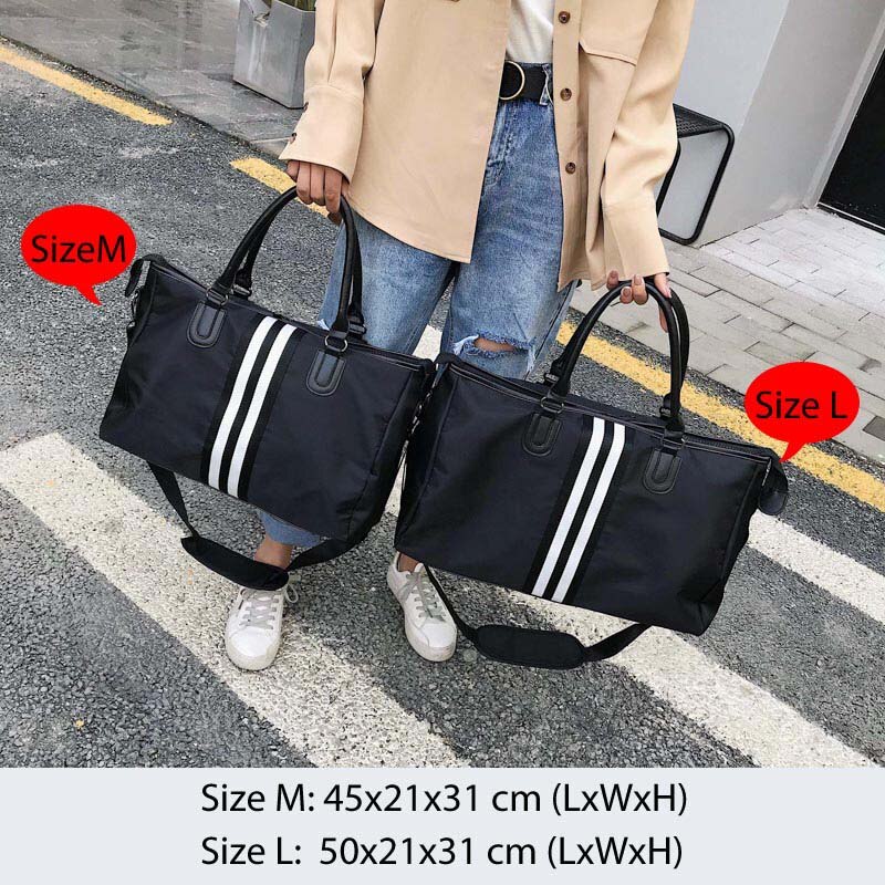 Reisetasche Wasserdicht Gestreifte Reisen Taschen Und Fitness Für Frauen Frauen Wochenende Reise Handtasche Reistas XA760WB