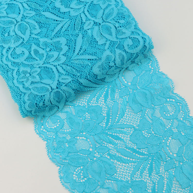 15cm Soft Elastic Floral Pattern Lace Ribbon DIY Crafts Supplies Lace Tape Dress Clothing Top Bra Decoration White Lace Trimming: LIGHT BLUE