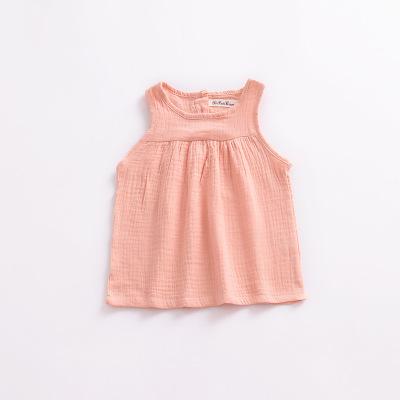 Baby Peuter Mouwloze Blouse Meisje Casual Zomer Tops Unisex Leuke Katoenen Meisjes Kleding 2022 5 Kleur Solide Kinderkleding: pink / 6m