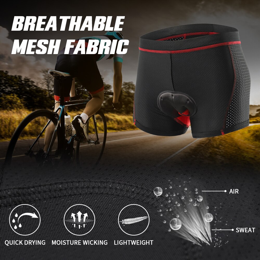 Lixada cykelshorts pro 5d gel polstret stødsikker sort underbukser cykelundertøj cykelshorts cykelundertøj