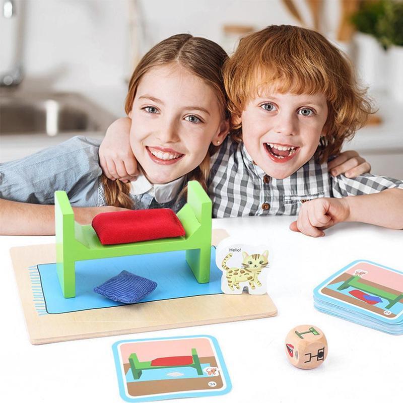 Creative cat logic game wooden building blocks improve memory concentration toy educational for children children  j0 f 8
