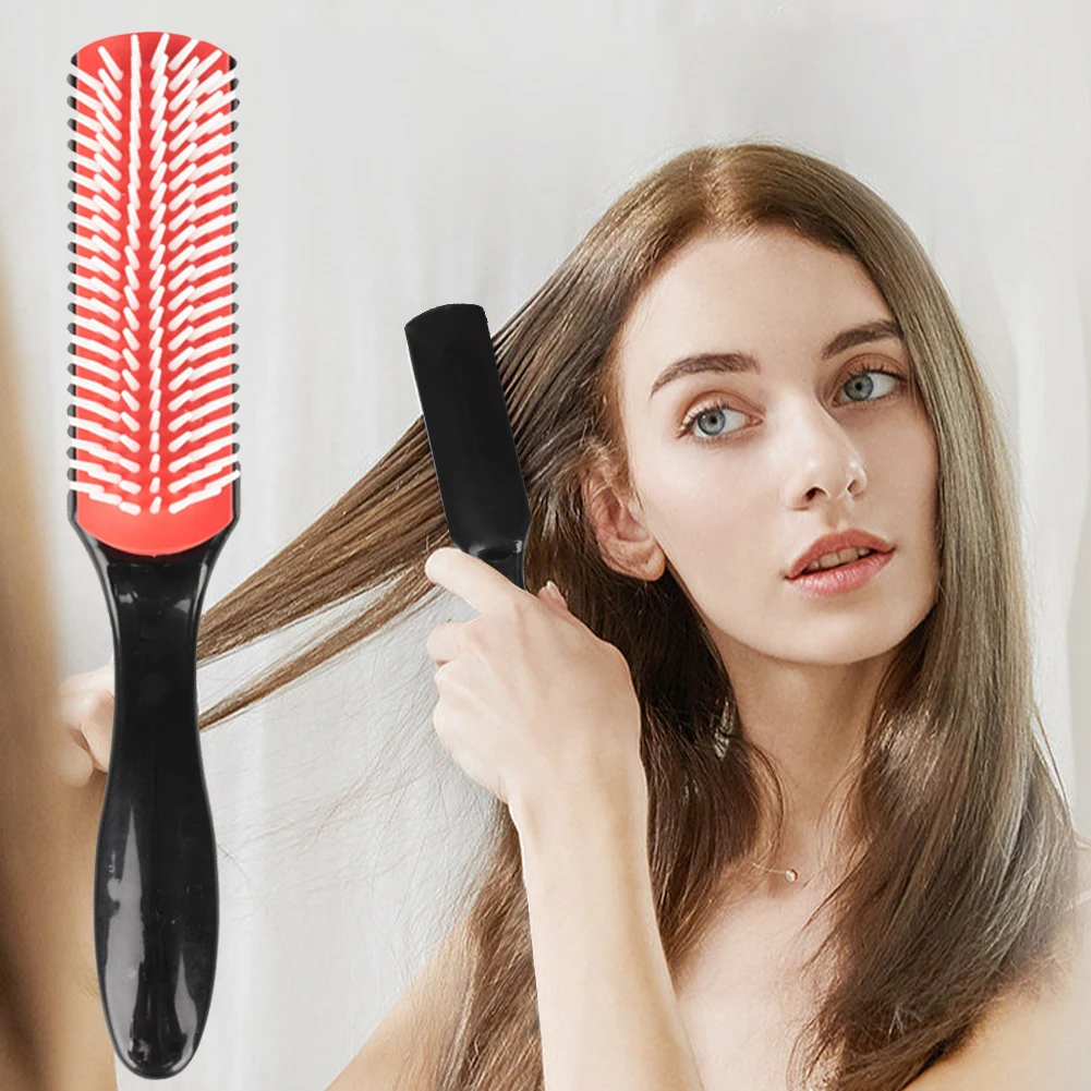 Denman-cepillo de pelo desenredante para hombres y mujeres, masajeador de cuero cabelludo, peine húmedo recto, cepillo de pelo rizado de salón, 7 filas