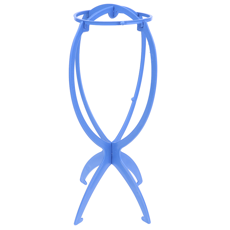 1 stk plast paryk stativ blå paryk holdbar bærbar foldbar mannequin hovedhætte hårholder stabil displayværktøj