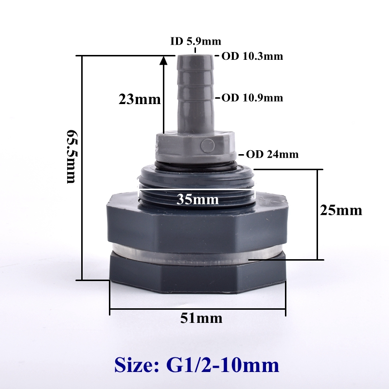 1/2" To 8mm~16mm PVC Water Tank Connector Pagoda Direct Set Garden Irrigation System Silicone Hose Joints Aquarium Tank Joint: Gold