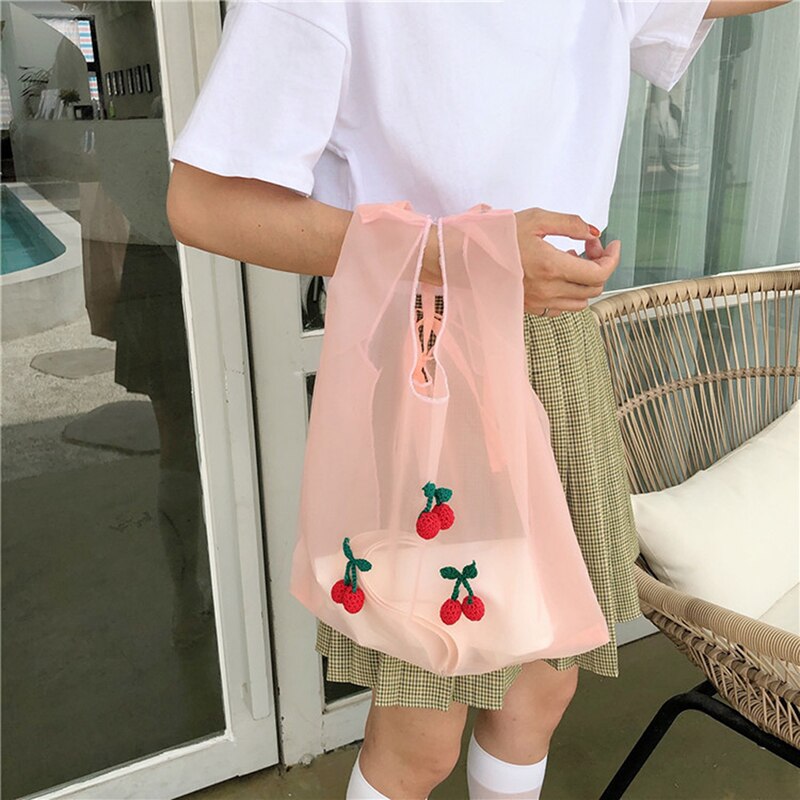 Mode Organza Handtassen Borduurwerk Schoudertas Meisje Zakken Purse Vrouwen Tote Student Handtas Koreaanse Preppy