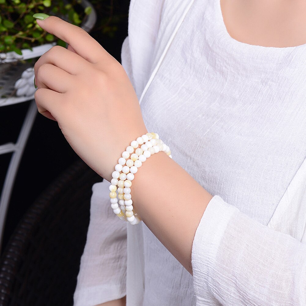 Women 3 Strands Faux Pearl Beaded Bracelet Bangle Party Jewelry