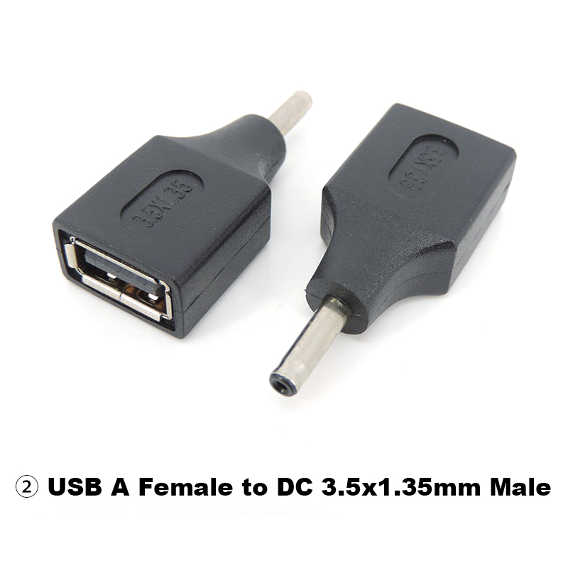 usb type A female to DC male 2.5x0.7 3.5x1.35 4.0x1.7 5.5x2.1 5.5x2.5 male 5.5x2.1 jack female power adapter connector converter: Dark Grey