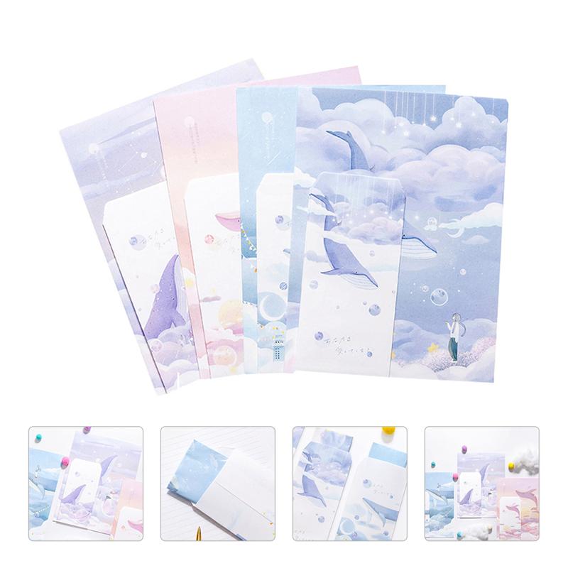 Envelopes 4 Sets Letter Paper Set Letter Paper Delicate Chancery Letters Writing Paper Letter Envelope Office Supplies
