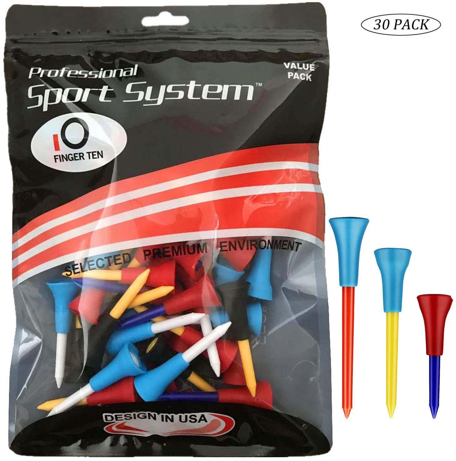 30pcs Multi Cor Almofada de Borracha Top Tees De Golfe de Plástico Durável 83mm 70mm 54 milímetros Tee Inquebrável