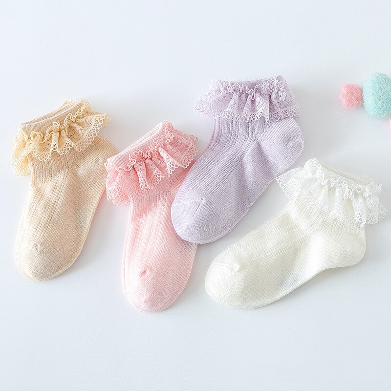 Sunmer Cute Baby Socks Breathable Baby Girl Socks Princess Lace Baby Socks Soft Cotton New Born Toddler Socks Sokken