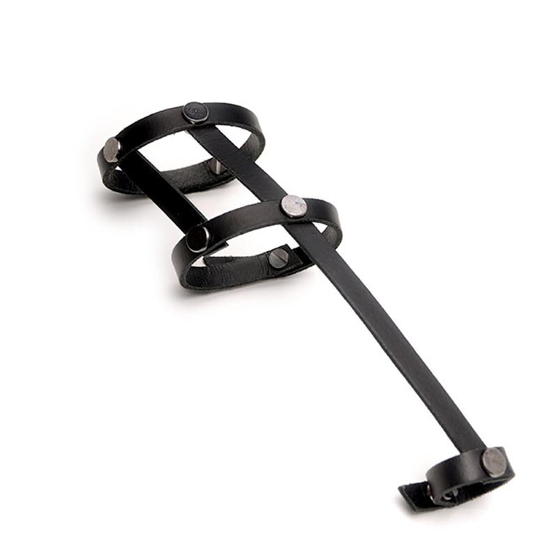 Brazaletes de cuero estilo Punk negro a la para mujer, brazalete para mujer, largo ajustable, bohemio, vacaciones, joyería masculina Punk Pulseir: 2