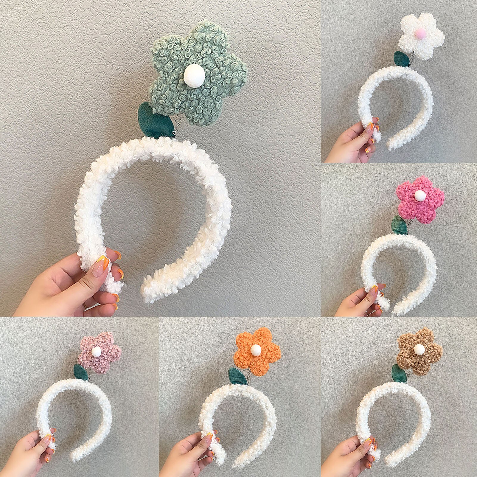 Diadema de flores de dibujos animados para niña y mujer, diadema para el pelo de otoño e invierno
