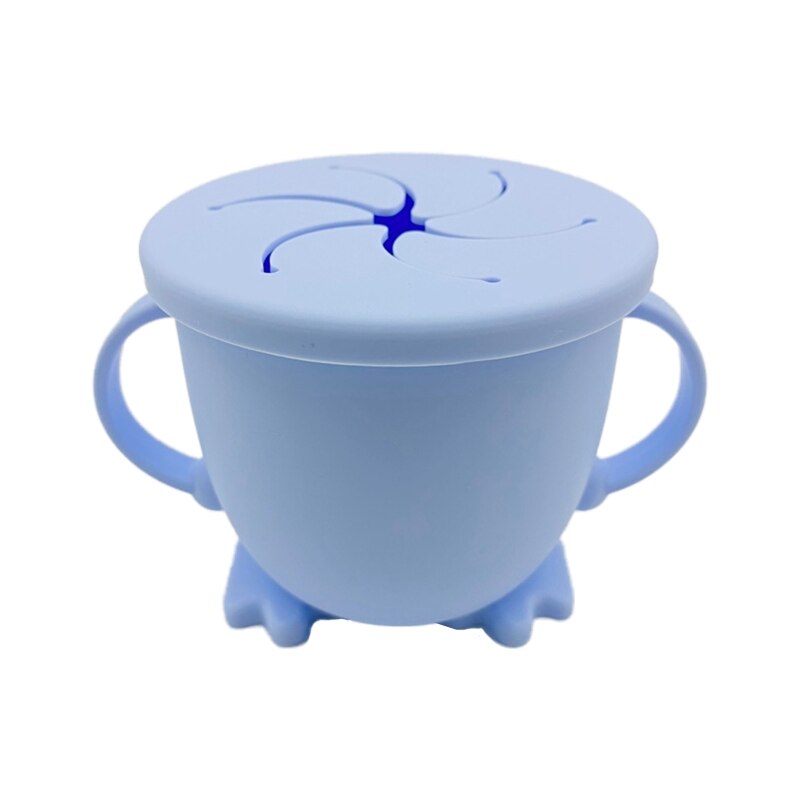 200ml baby spedbarn læringe fôringe matte bolle kopp oppbevaringsbeholder låve tallerken med håndtak silikon matbit retter: Blå
