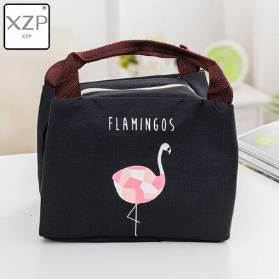 XZP Animal Flamingo Lunch Bag Girl Portable Insulated Thermal Food Picnic Lunch Bags Women kids Men Cooler Lunch Box Bag: Black