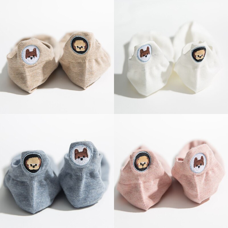 Funny Woman Socks Women 4 Pairs Pack Short Ankle Socks Happy Kawaii Girls Cotton Cartoon Cute Heart Casual Sock harajuku Sox: 8