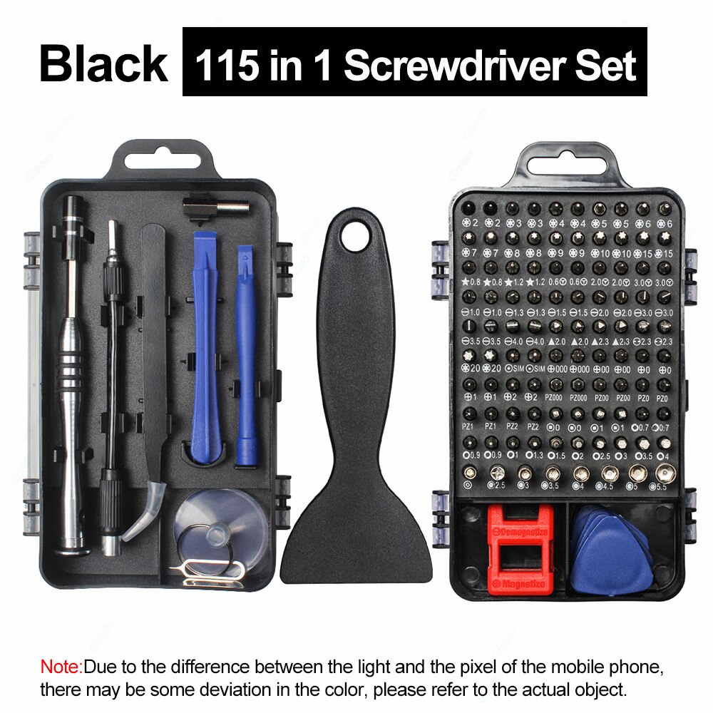 Draagbare Mobiele Telefoons Reparatie Tool Sets 55 In 1 Precisie Schroevendraaier Set Voor Iphone 11 8 7 Macbook Mobiele Telefoon reparatie Gereedschap Kit: Black 115 in 1