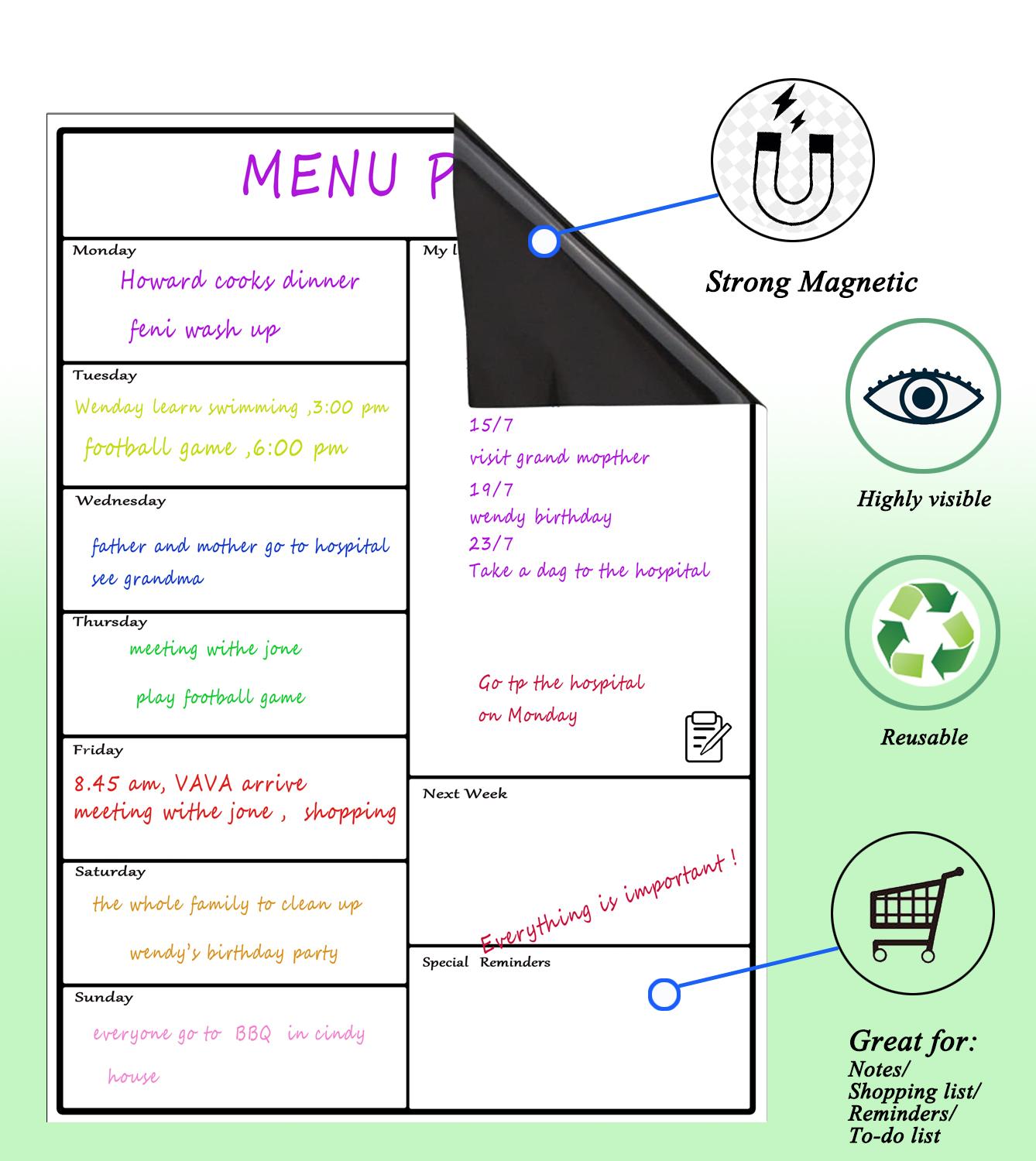 Magnetic Whiteboard Dry Erase Weekly Planner Board For Fridges Magnetic Dry Erase Calendar With 3 Markers