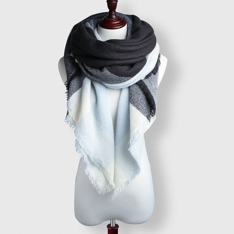 Evrfelan femmes écharpe de hiver foulards femme cou porter Plaid bufanda Triangle forme écharpe