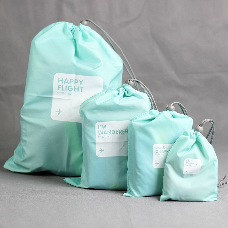 RUPUTIN 4 unids/set, bolsa de viaje con cordón para almacenamiento en seco, bolsa para lavandería, bolsa de maquillaje para cosméticos, ropa interior, organizador, accesorios de viaje: Sky blue