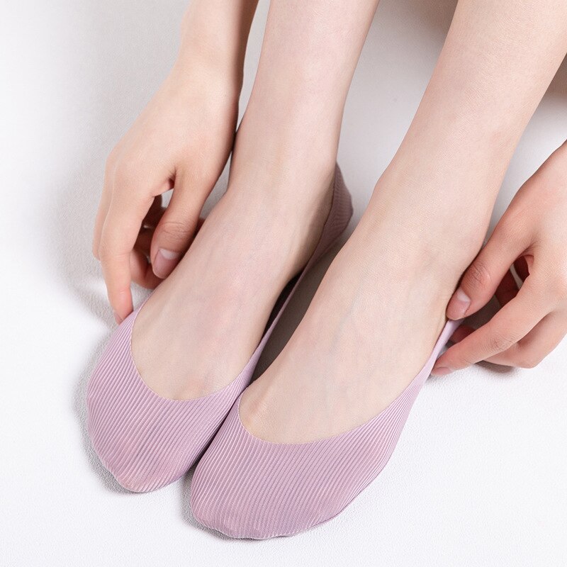 5Pairs Woman Ice Silk Invisible Boat Socks Women's Short Socks Female Ladies Shallow Mouth No Show Socks Slippers Summer Style