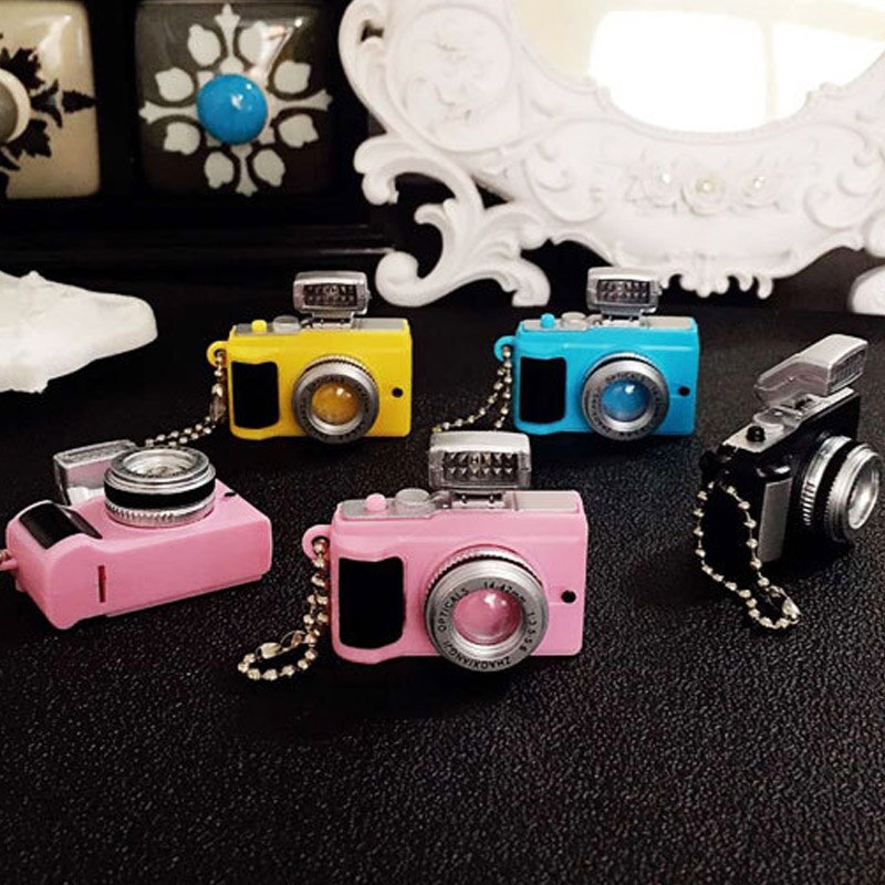 Mini kamera legetøj nøglering med 'crack' lyd led lommelygte sjovt legetøj til taske vedhæng nøglering led oplyst legetøj