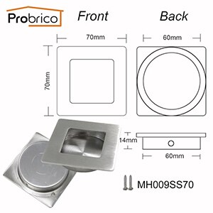 Probrico 10 PCS Modern Flush Embed Knobs Kitchen Cabinet Cupboard Door Drawer Hidden Handles Wardrobe Hidden Pulls Recessed pull: MH009SS70