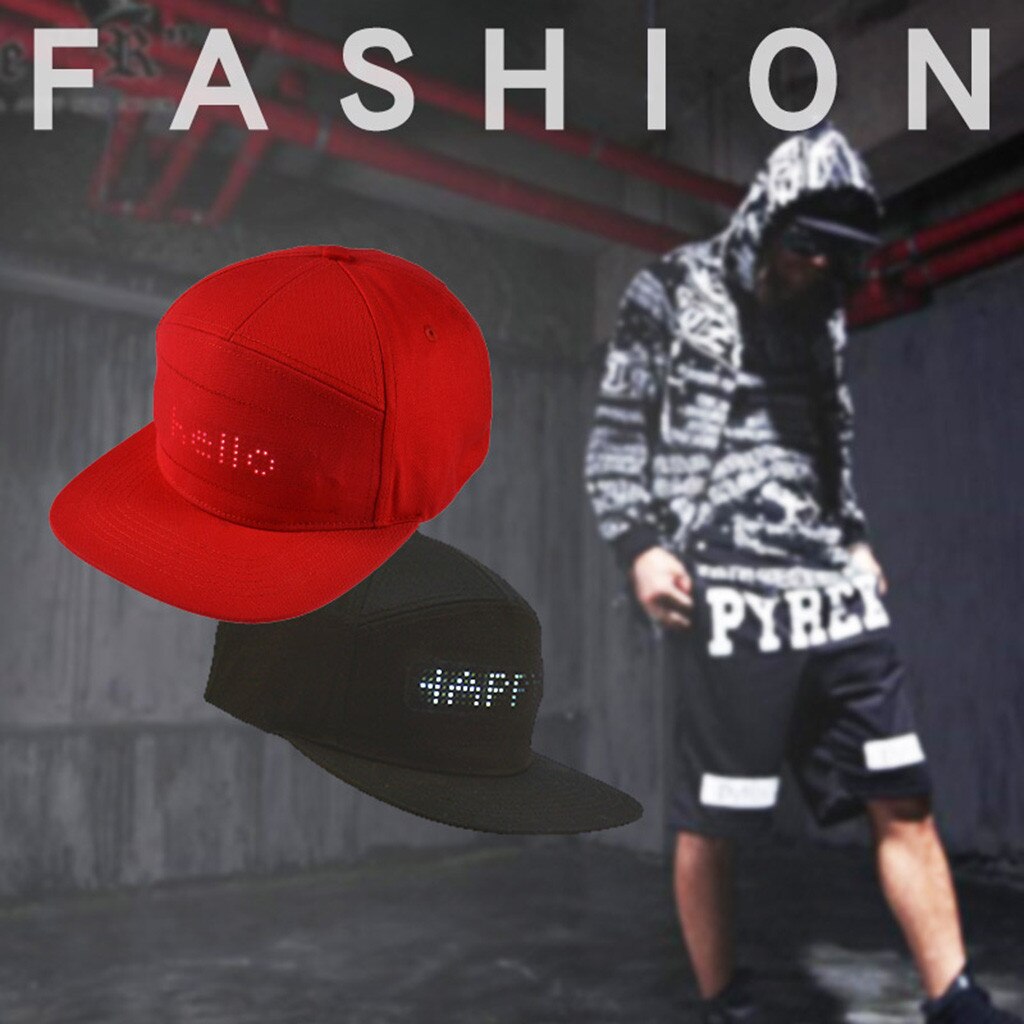 Sombrero de béisbol con pantalla Led para hombre, gorra de béisbol con pantalla Led, estilo Hip Hop, , desfile, Golf, pesca, , Año , # T1G
