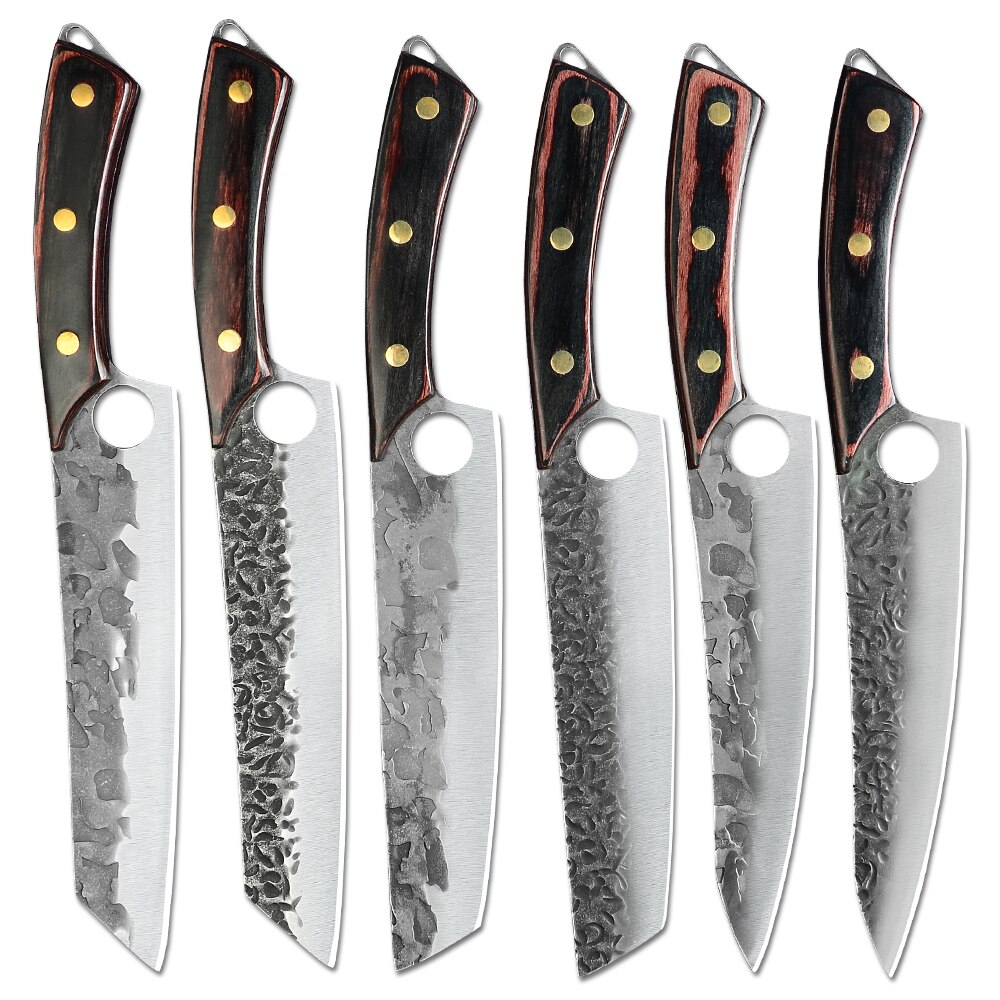 Kitchen Knives Stainless Steel Single Forged Chef Knife Slicing Cleaver Boning Cooking Knife Tool With Full Tang Wooden Handle