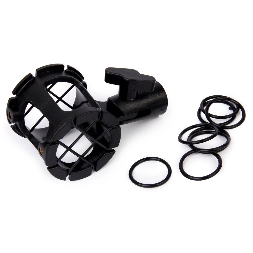 Blk universal Microphone Shock Mount For Handheld Microphones w/ Rubber Bands