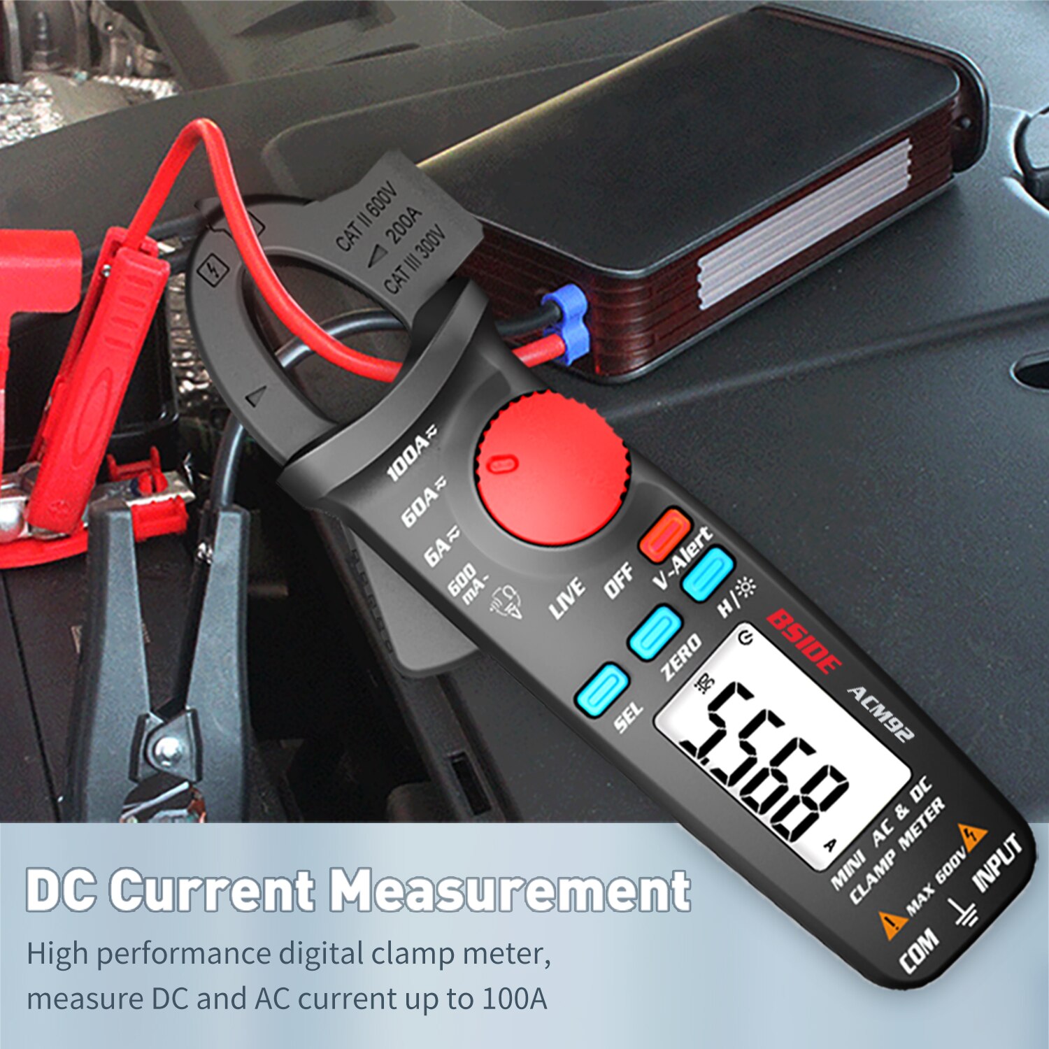 Digital Clamp Meter 6000 Counts True RMS AC Multimeter Auto Range ACM92 LCD Clamp Meter Measure DCs Voltage/Current Resistance