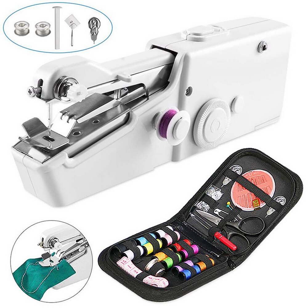 Handheld Sewing Machine Portable Mini Electric Handmake Sewing Tool Stitching Machine Handy Stitch For Fabric Clothing 1pcs: A
