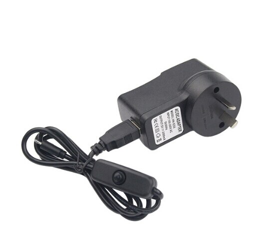 Adaptador de fuente de alimentación de CA para Raspberry Pi 3, Kit de 5V, 2.5A, Raspberry Pi 3 Modelo B + plus, interruptor de encendido y apagado, Cable Micro USB, Cargador USB: AU Plug