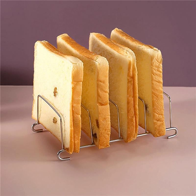 Roestvrijstalen Toast En Broodrek 8 Sleuven Rechthoek Food Display Tool Voor Lucht Friteuse Accessoires Restaurant Home Broodhouder