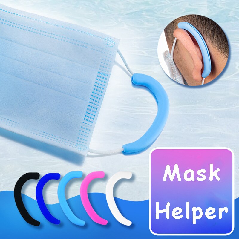 Mascarilla de silicona blanda con gancho para la oreja, orejeras invisibles de reciclaje, y antidolor antigoteo, 1 par