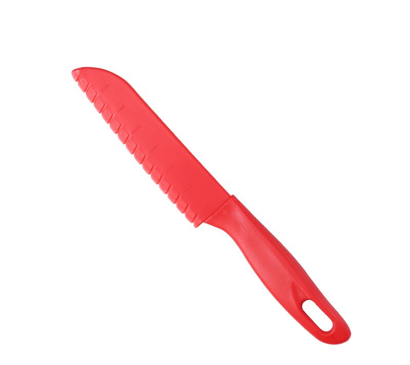 Couteau de cuisine pour enfants, couteau de cuisine pour le pain, laitue, couteau de cuisine en plastique pour les tout-petits, couteau à fruits, couteaux d'office sûrs pour enfants, coupe-dents de scie: Rouge