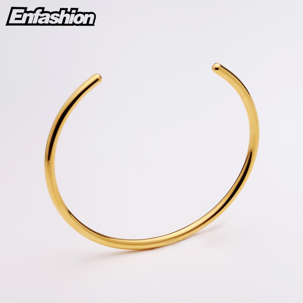 Enfashion Grund Manschette Armbinde Manchette Gold farbe edelstahl Armreif Armbinde Für Frauen und Männer Armbänder Armreifen Pulseiras
