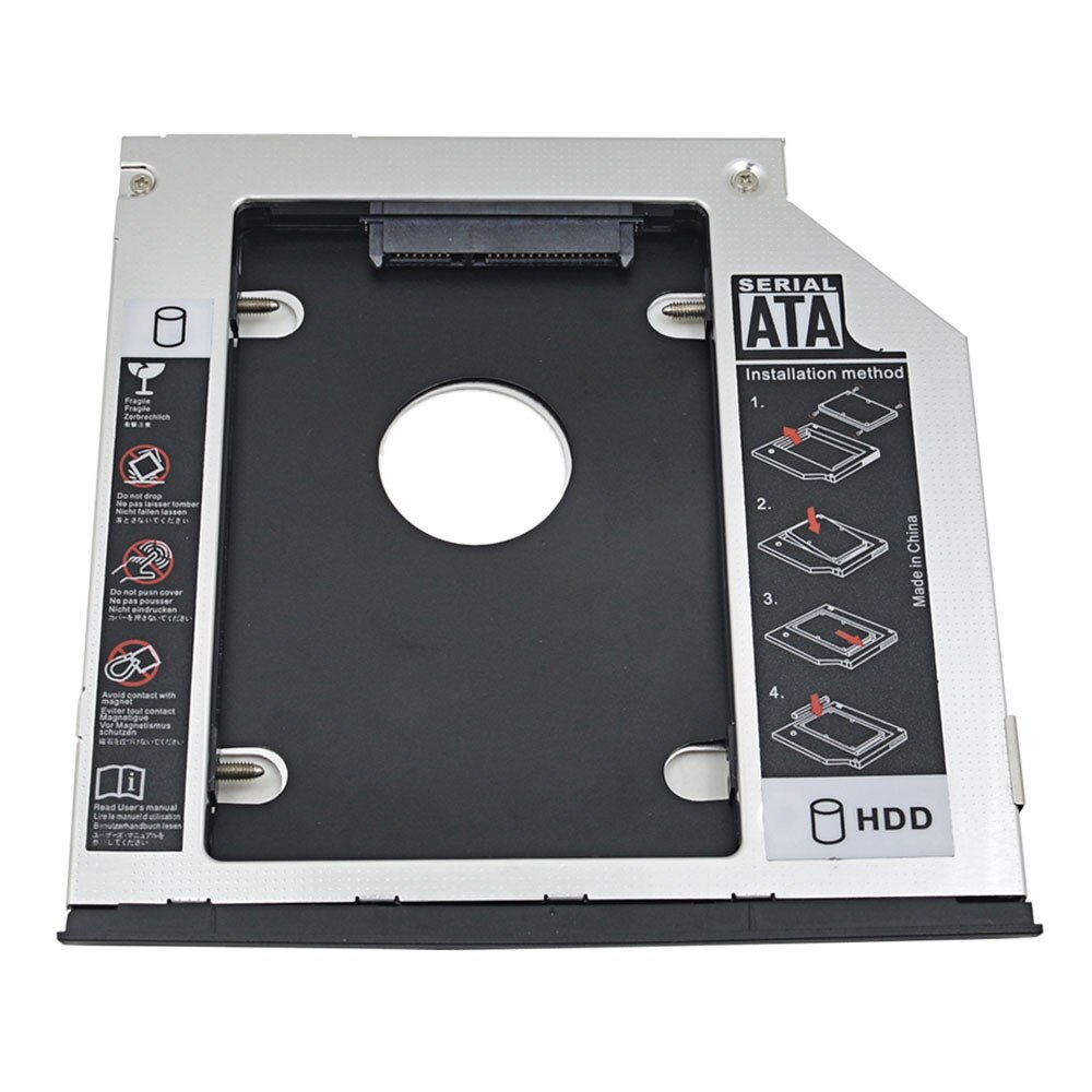 2nd HDD Caddy 9.5mm SATA 3.0 2.5" SSD HDD Hard Drive Enclosure Box Case For DELL E6540 E6440 optibay