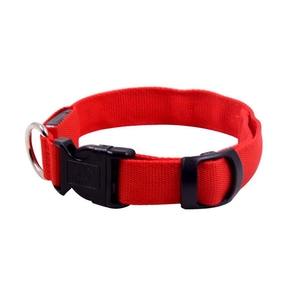 Collar Led para mascotas, de estilo camuflaje, con luz brillante, hebilla de patrones, Collar de seguridad ajustable, productos para mascotas LED # p2: Rojo / L