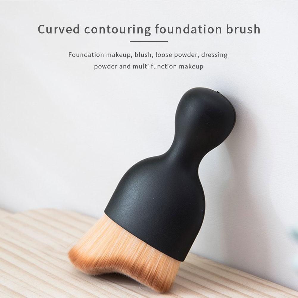 1/2pcs Makeup Brush Compact Curved Foundation Brush Foundation Angled Blush Brush For Contouring Buffing Blending
