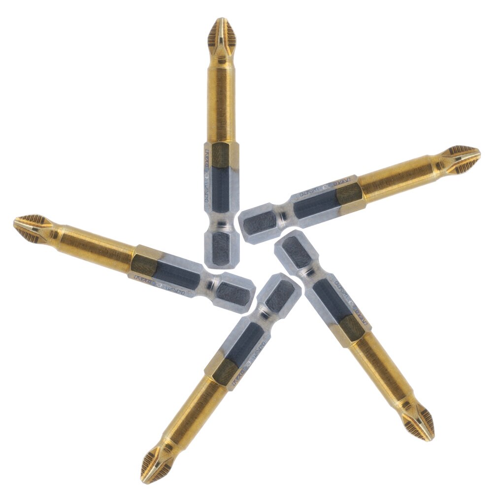 5Pcs Titanium Coated 1/4" Hex Shank PH2 50mm Anti Slip Electric Screwdriver Bits