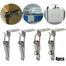 4pc Silver Latch 90° Stainless Steel Spring Loaded Draw Toggle Latch Clamp Clip Set Cabinet Hardware