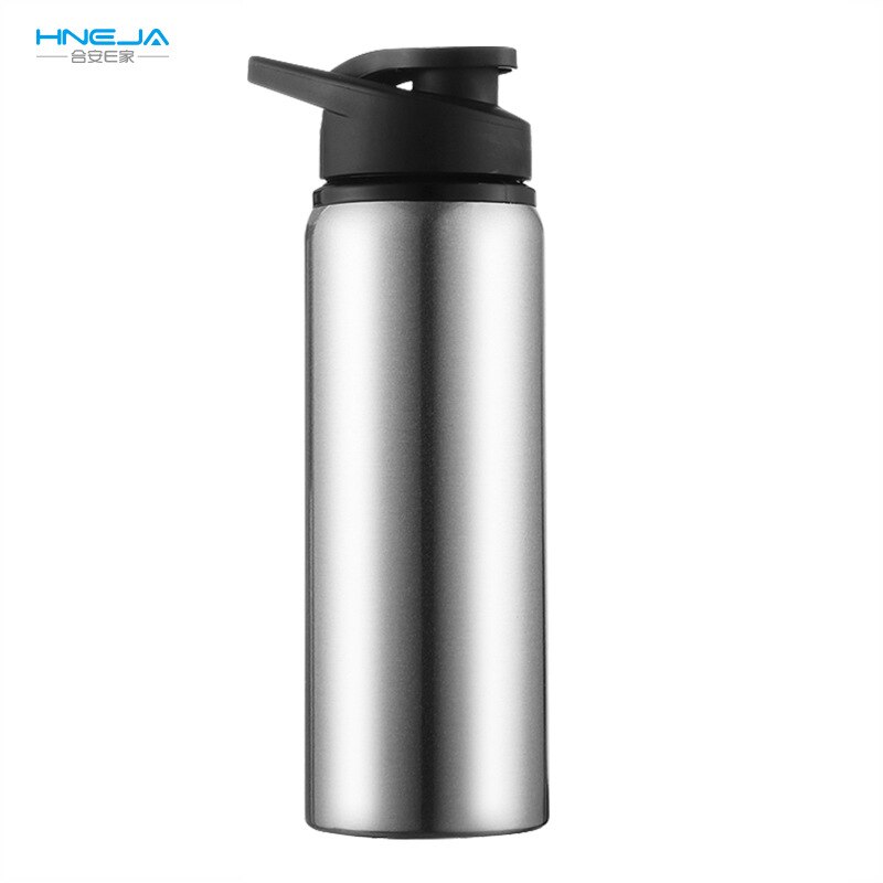 Sport vandflaske, kop i rustfrit stål, bærbar lækagesikker rejse udendørs direkte drikkeligt foldbart låg med håndtag: Sølv