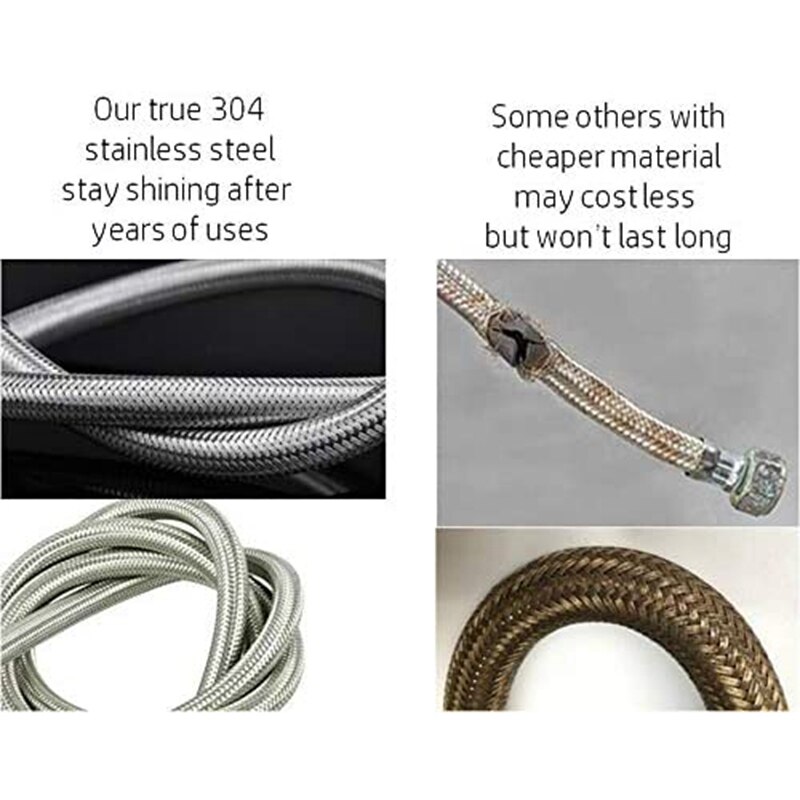 2 Pieces of High-Grade Stainless Steel Washing Machine Corrosion-Resistant and Cold Water Supply Hoses